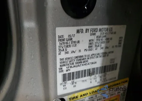 2017 Ford Expedition El Limited from USA, damaged, VIN 1FMJK2ATXHEA73826